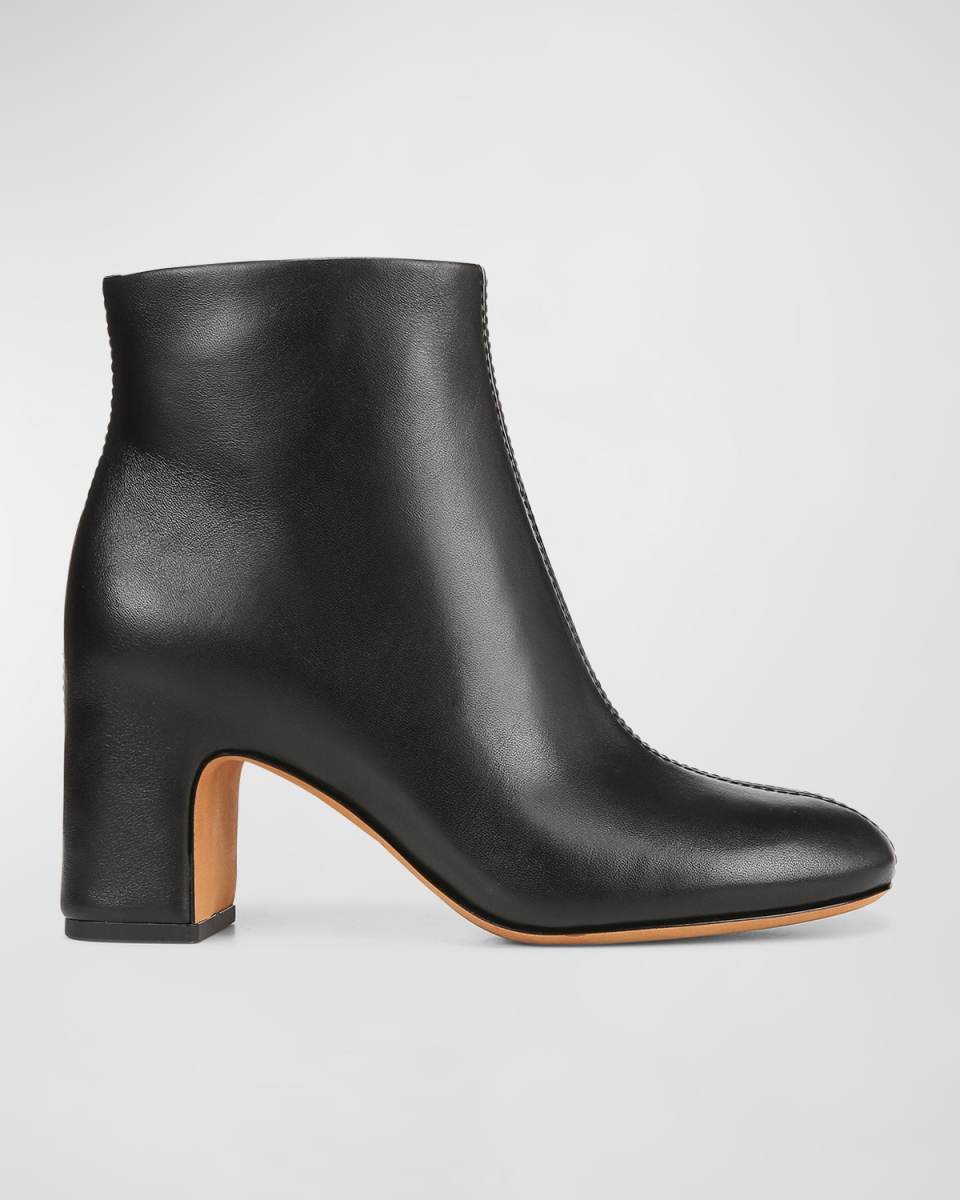 Terri Leather Block-Heel Booties